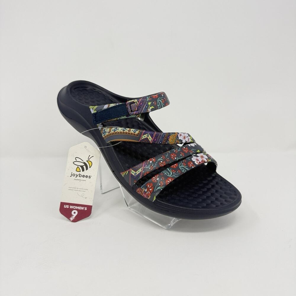 Joybees Womens Active Slide Sandals Size 9 Floral Adjustable Comfort New